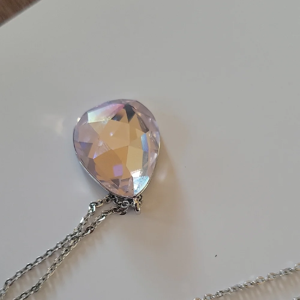 Swarovski Pink Tint Crystal Necklace - Picture 7 of 11